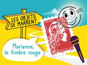dessin du podcast drolatique Marianne le timbre poste rouge
